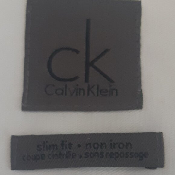 Calvin Klein SZ 16 Slim Fit Non Iron White Button Up Dress Shirt - Picture 5 of 12